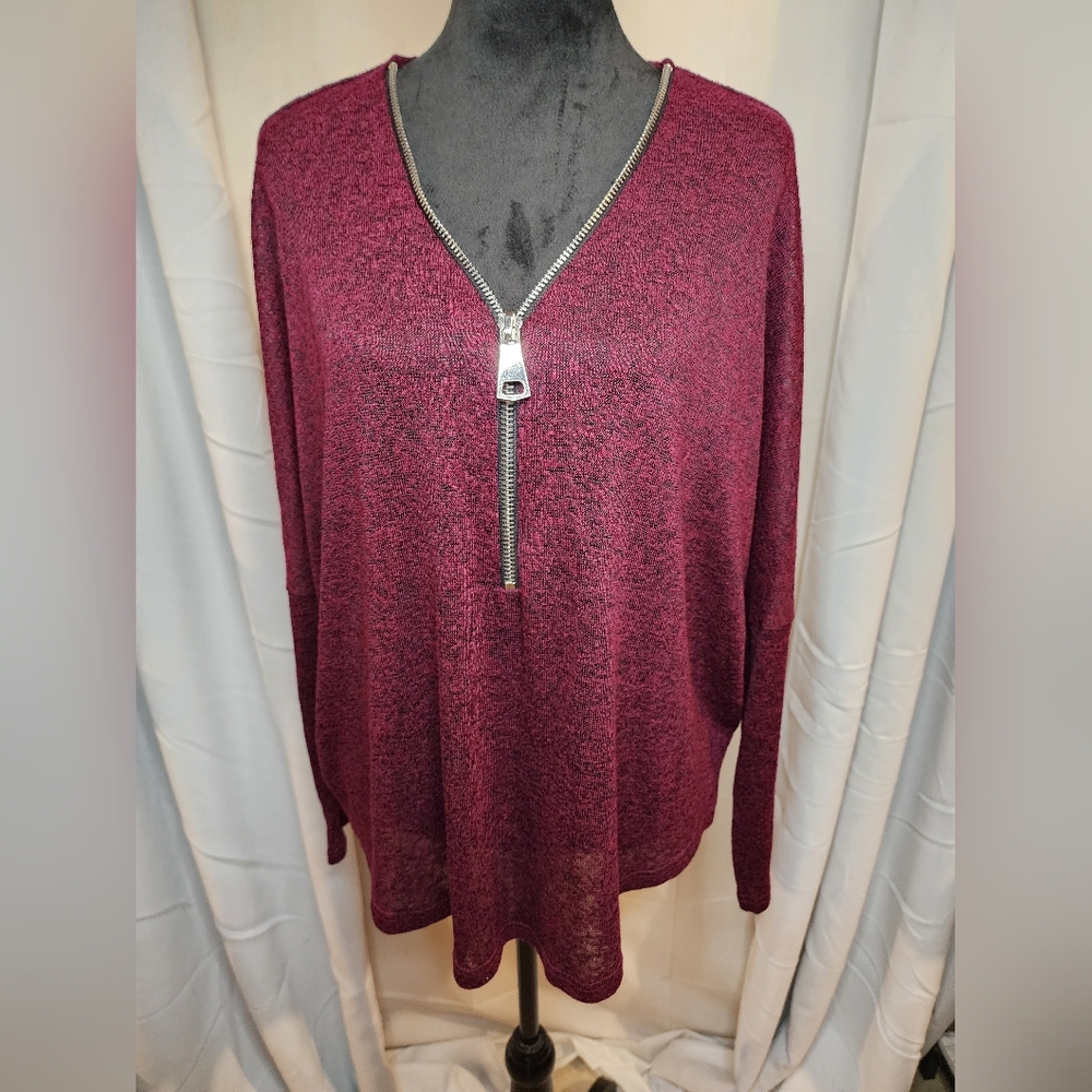 Philosophy Zipper V-Neck Dolman